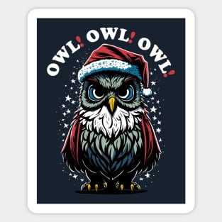 Santa Claus Owl For Christmas Sticker